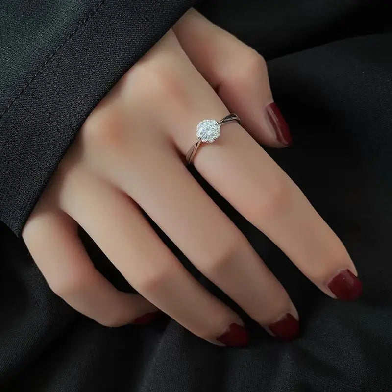 1 Carat Moissanite Stars and Moon Ring – 925 Sterling Silver, Elegant Light Luxury Design for Women Edith