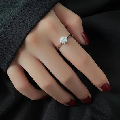 1 Carat Moissanite Stars and Moon Ring – 925 Sterling Silver, Elegant Light Luxury Design for Women Edith