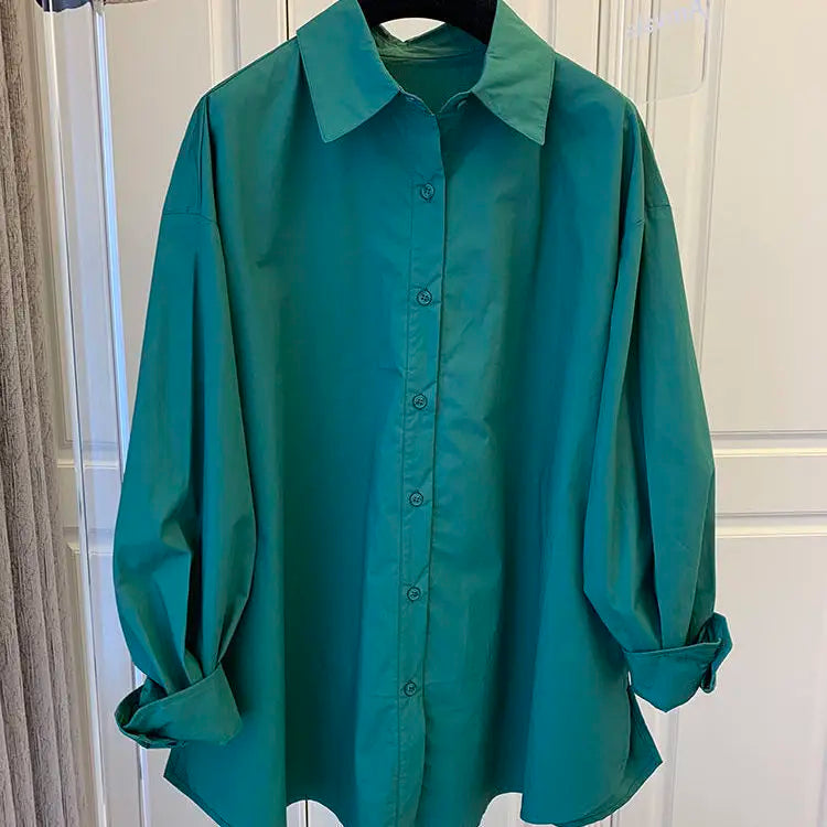 Women's Loose Bat Sleeve Blouse - Long Sleeve Doll Style Casual Top