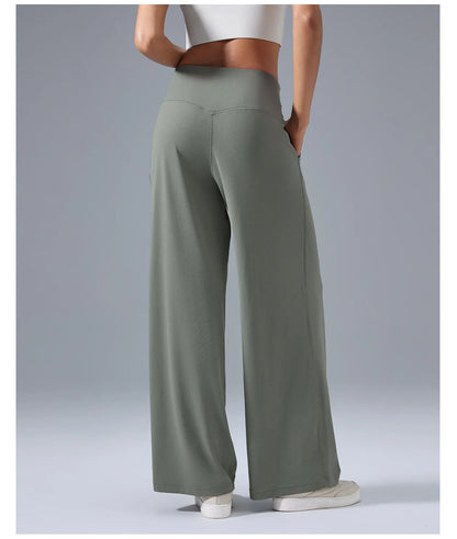 Women's Wide-Leg Yoga Pants - High-Waisted, Flowy Lounge Sweatpants with Pockets for Casual, Workout, and Pajama Wear Karylle