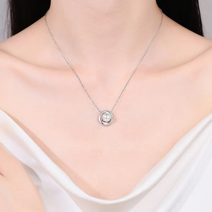S925 Sterling Silver Pendant Necklace | Moissanite Diamond Pearl Jamilah