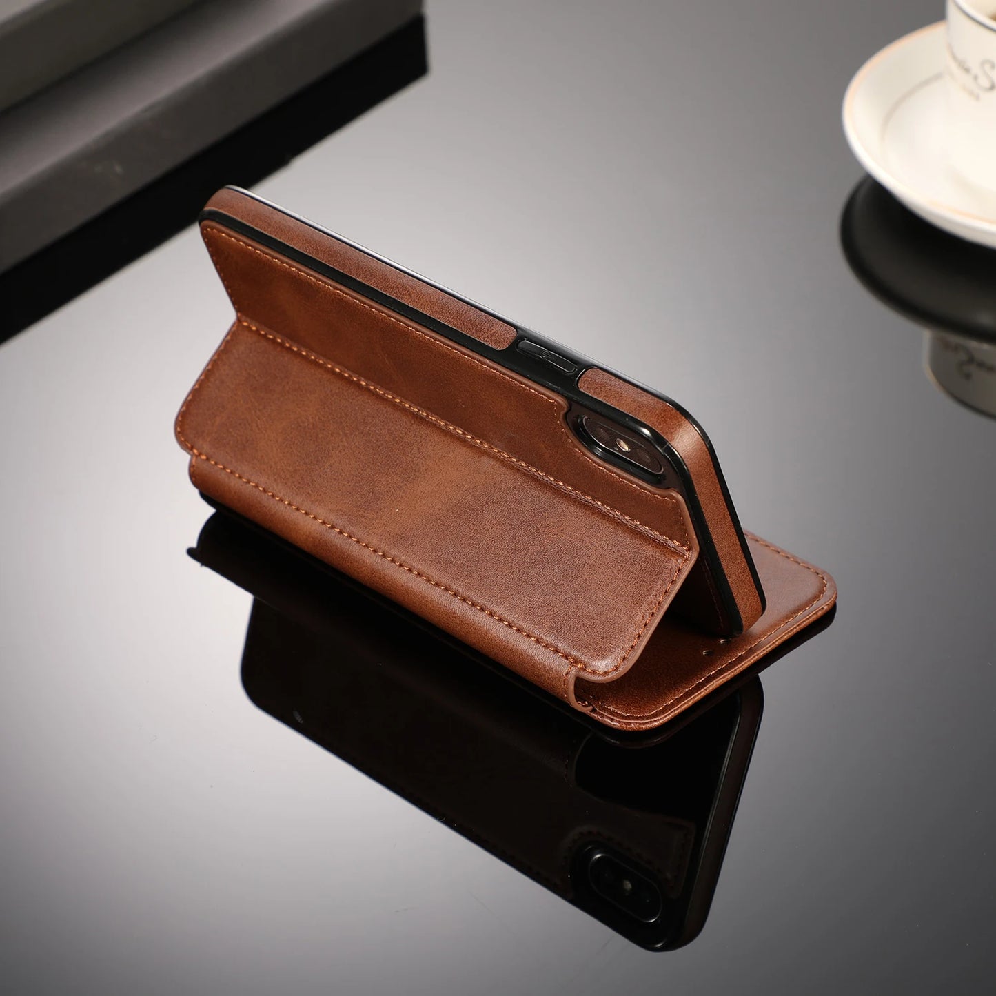 Retro PU Leather Flip Wallet Phone Case | Multi-Card Holder Magnetic Cover for iPhone 11, 12, XS, SE, 7, 8