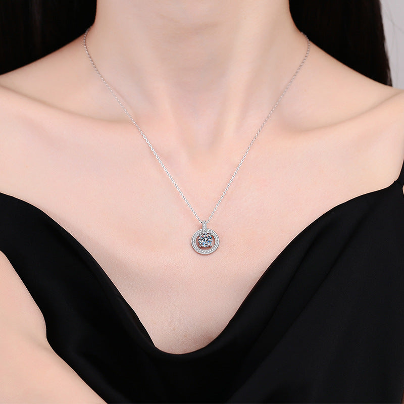 Round Cut Moissanite Necklace – 925 Sterling Silver Beating Heart Pendant, Luxury Fashion Jewelry for Women Lily