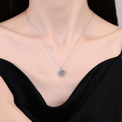 Round Cut Moissanite Necklace – 925 Sterling Silver Beating Heart Pendant, Luxury Fashion Jewelry for Women Lily