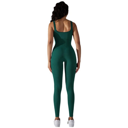 Women’s Square‑Neck Fitness Bodysuit – One‑Piece Workout Yoga Jumpsuit for Gym & Sports