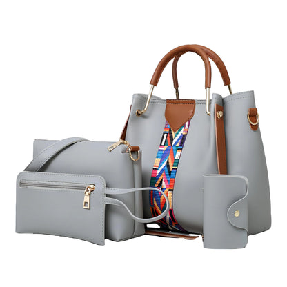 Leather Handbag Set for Women – 4-Piece Fashion Bag Set with Shoulder & Crossbody Bags, Large Capacity