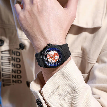 Luxury Men’s Automatic Watch – Stainless Steel Band, Waterproof Mechanical Wristwatch with Custom Earth Dial Edmund