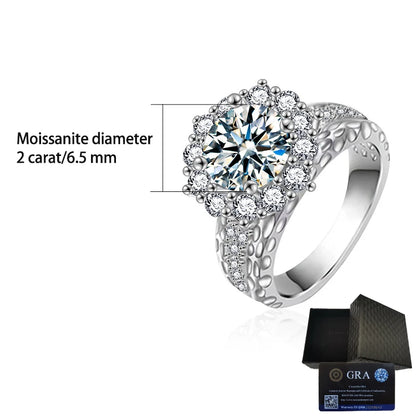925 Silver 2 Carat Moissanite Ring – Gorgeous, Shining Jewelry for Wedding, Engagement, or Daily Wear, Perfect Gift for Couples