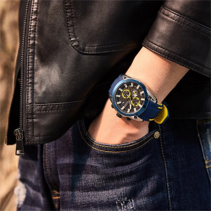 MEGIR 2144 Men's Chronograph Wristwatch - Silicone Band Sport Watch for Men, Relojes Para Hombres