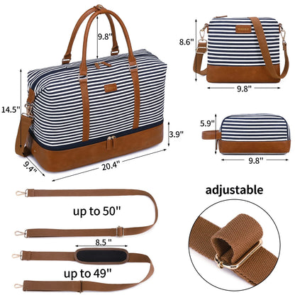 Overnight Travel Duffel Bag – Weekender Bag with Toiletry Organizer & Shoe Compartment