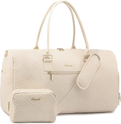 LOVEVOOK 2022 Luxury Quilted Weekender Duffel Bag - Custom Canvas Travel Bag for Men & Women Glazy