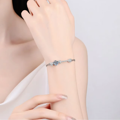 Trendy Double Chain Adjustable Bracelet – 925 Sterling Silver Elegant Moissanite Jewelry Lise