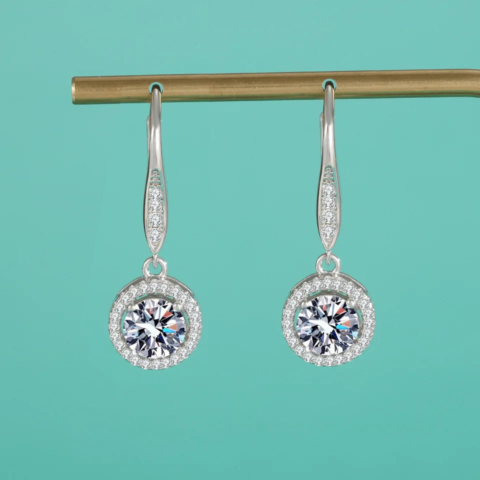 S925 Silver Moissanite Earrings | Elegant Wedding, Travel, and Daily Wear Jewelry Gift Aria