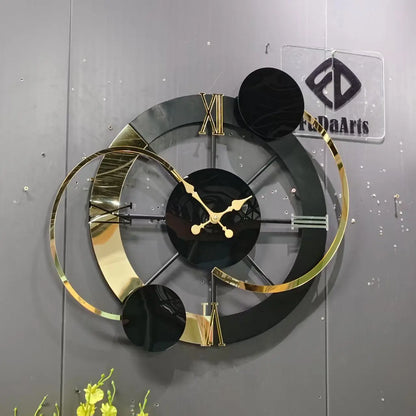 65x60cm Large Metal Frame Wall Clock – Minimalist Modern Black Needle Art Home Decor