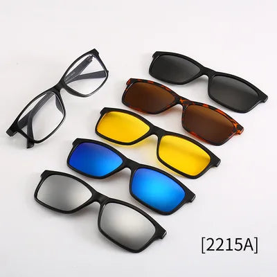 5-in-1 Polarized Magnetic Clip-On Sunglasses for Men & Women – Optical Frame with Magnet Clip-On Sun Glasses Robb