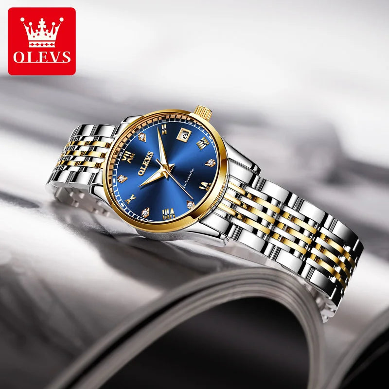 OLEVS 6602 Women's Luxury Automatic Skeleton Watch - Elegant Mechanical Fashion Timepiece for Ladies