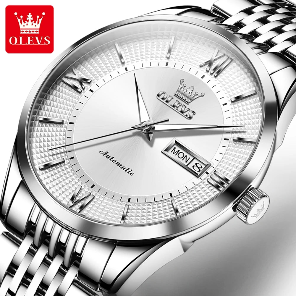 OLEVS 6657 Men's Automatic Watch - Waterproof, Stainless Steel Strap, Japanese Mechanical Movement