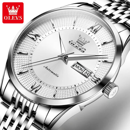 OLEVS 6657 Men's Automatic Watch - Waterproof, Stainless Steel Strap, Japanese Mechanical Movement