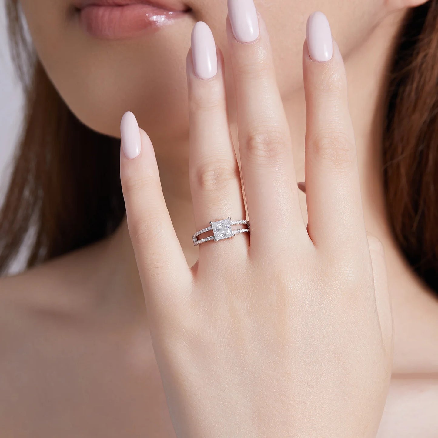 925 Sterling Silver Princess Cut Moissanite Ring | 6mm VVS D Color Diamond, Perfect Women's Wedding or Anniversary Gift