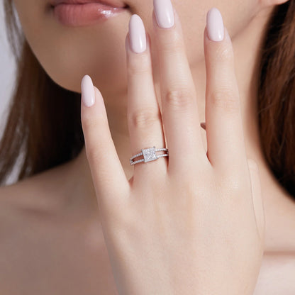 925 Sterling Silver Princess Cut Moissanite Ring | 6mm VVS D Color Diamond, Perfect Women's Wedding or Anniversary Gift