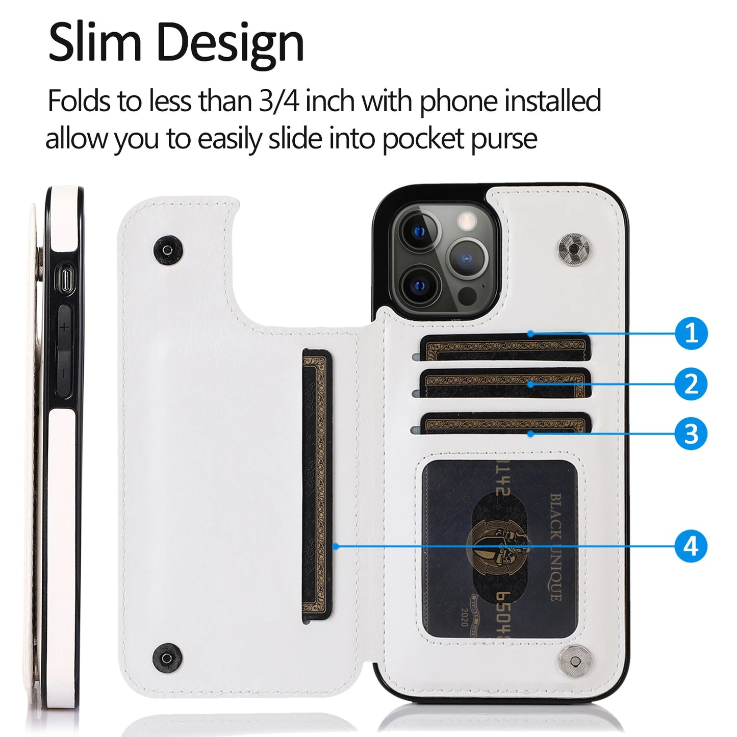 Mobile Phone Case PU Leather Card Holder Wallet for iPhone Multifunctional Flip with Stand Cell Phone Case