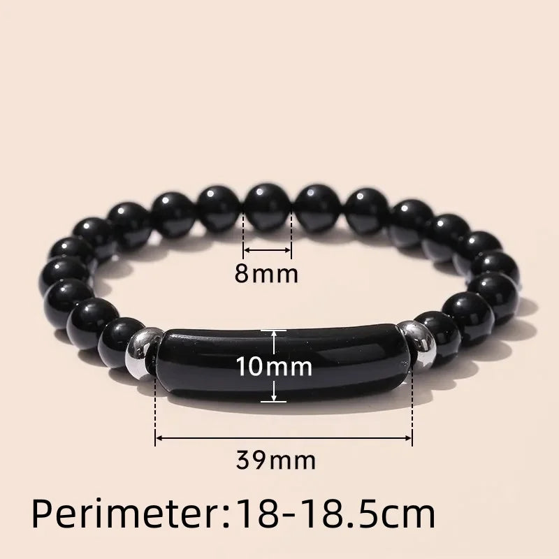 8mm Pink Crystal Bead Bracelet – Natural Stone Stretch Bracelet with Stainless Steel Accessories