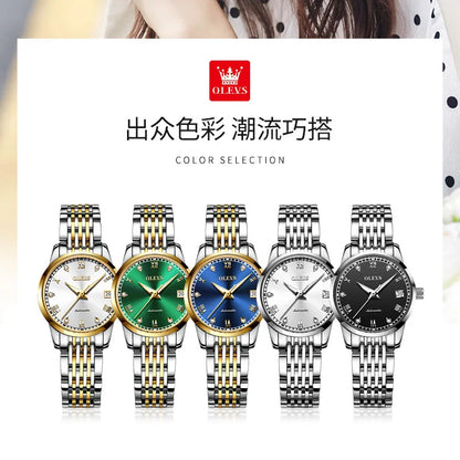 OLEVS 6602 Women's Luxury Automatic Skeleton Watch - Elegant Mechanical Fashion Timepiece for Ladies