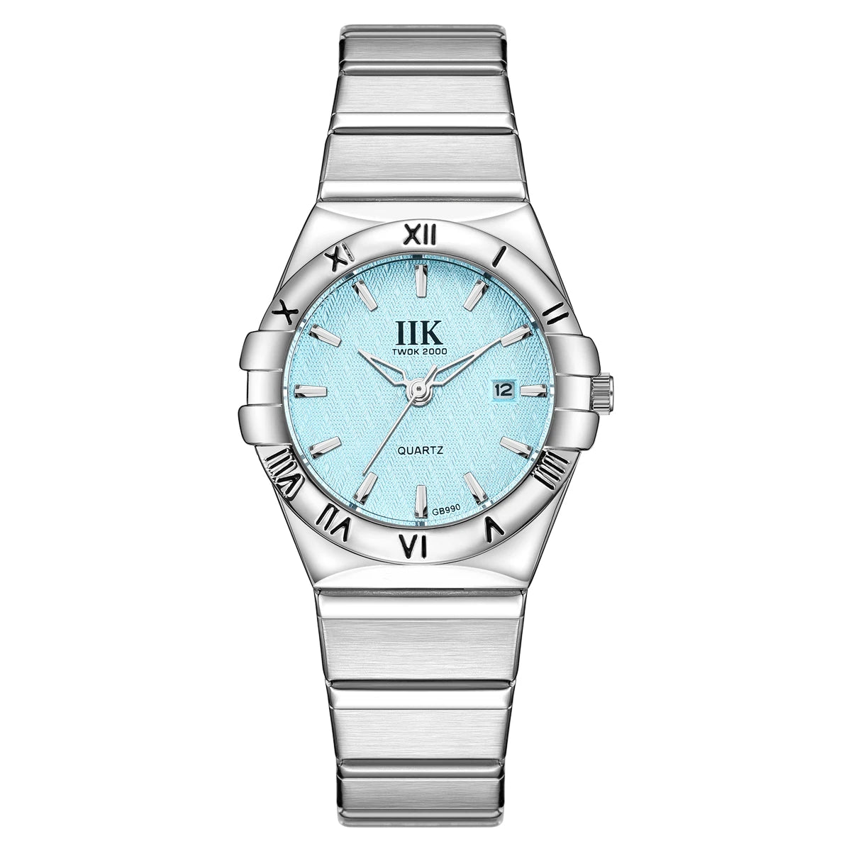 Stylish IIK GB990L Women's Wristwatch – Waterproof Quartz Stainless Steel Watch in Blue, Pink, White, and Black Marilla