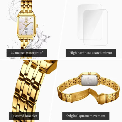 OLEVS 5616 Women’s Luxury Watch - Stainless Steel Strap, Waterproof Quartz Wristwatch with Roman Numerals & Calendar