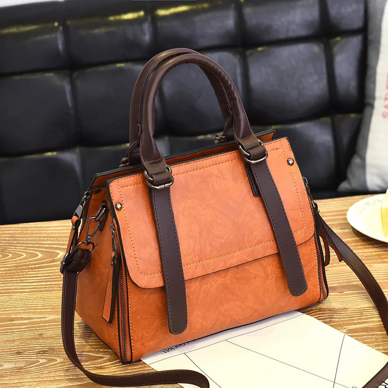 Luxury PU Leather Tote Bag for Women – Vintage-Style Handbag and Fall Crossbody Bag