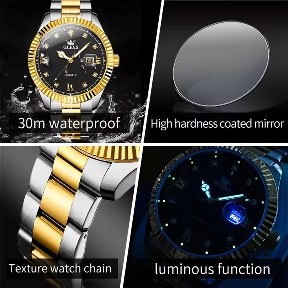 OLEVS 3623 Men's Luxury Quartz Watch – Waterproof, Luminous Dial, Calendar, Business Style