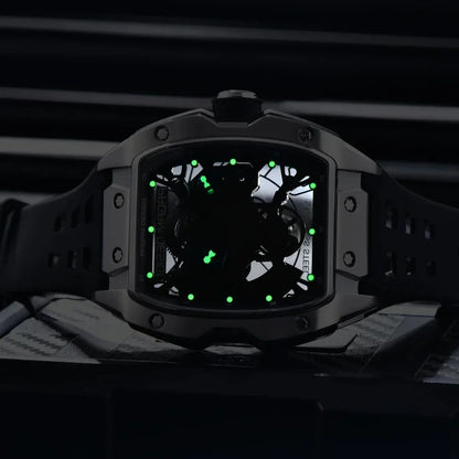 PAGANI DESIGN PD‑YS018 Men’s Automatic Skeleton Watch with Sapphire Glass, Luxury Mechanical Wristwatch 50M Waterproof