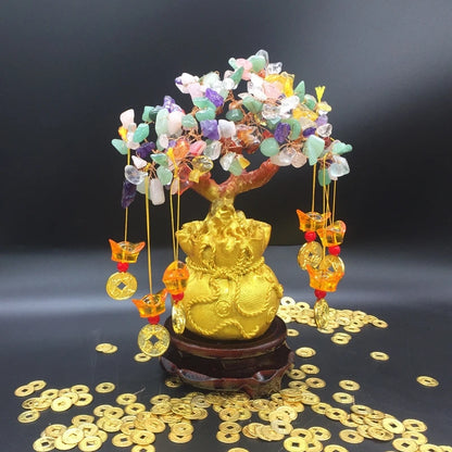 Seven-Chakra Crystal Tree | Natural Green Healing Stone | Feng Shui Crystal Tree Ornament
