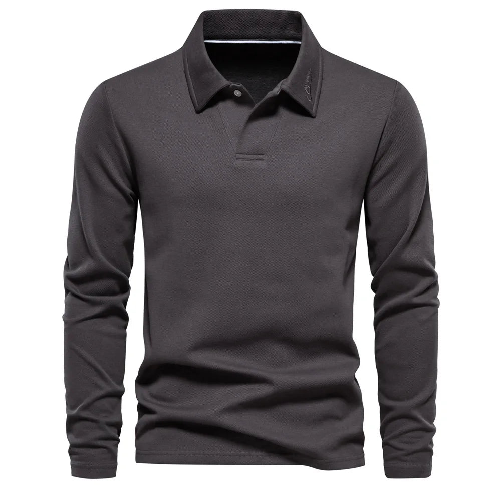 Men's Cotton V-Neck Long Sleeve T-Shirt - Casual and Comfortable Tops for Everyday Wear Owen