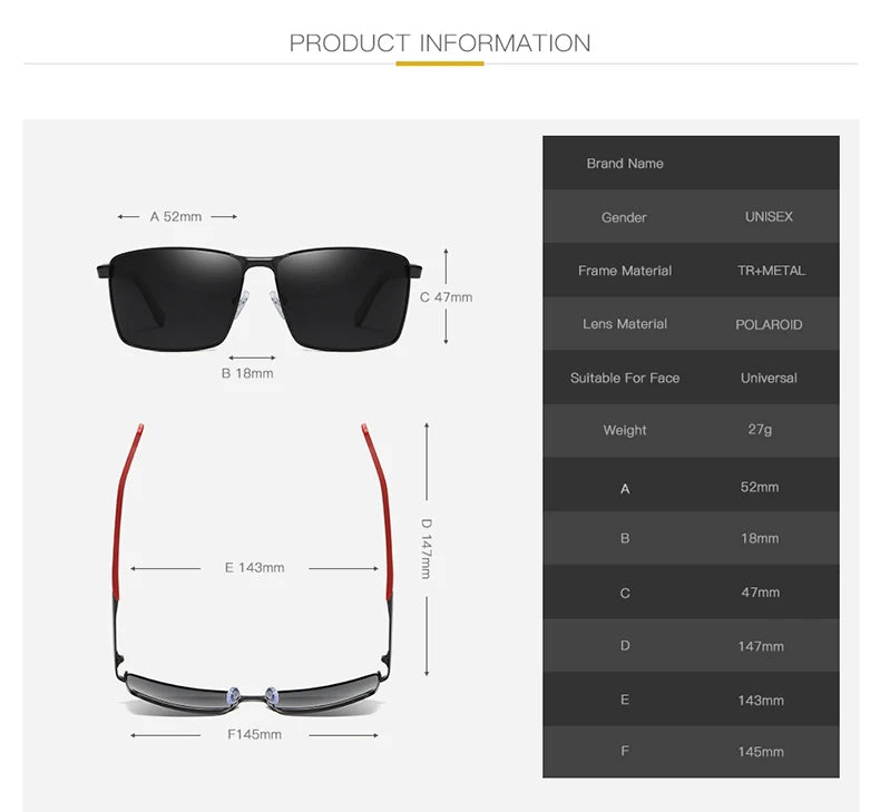 Men's Polarized Metal Sunglasses - UV400 TR90 Driving & Fishing Glasses Andy