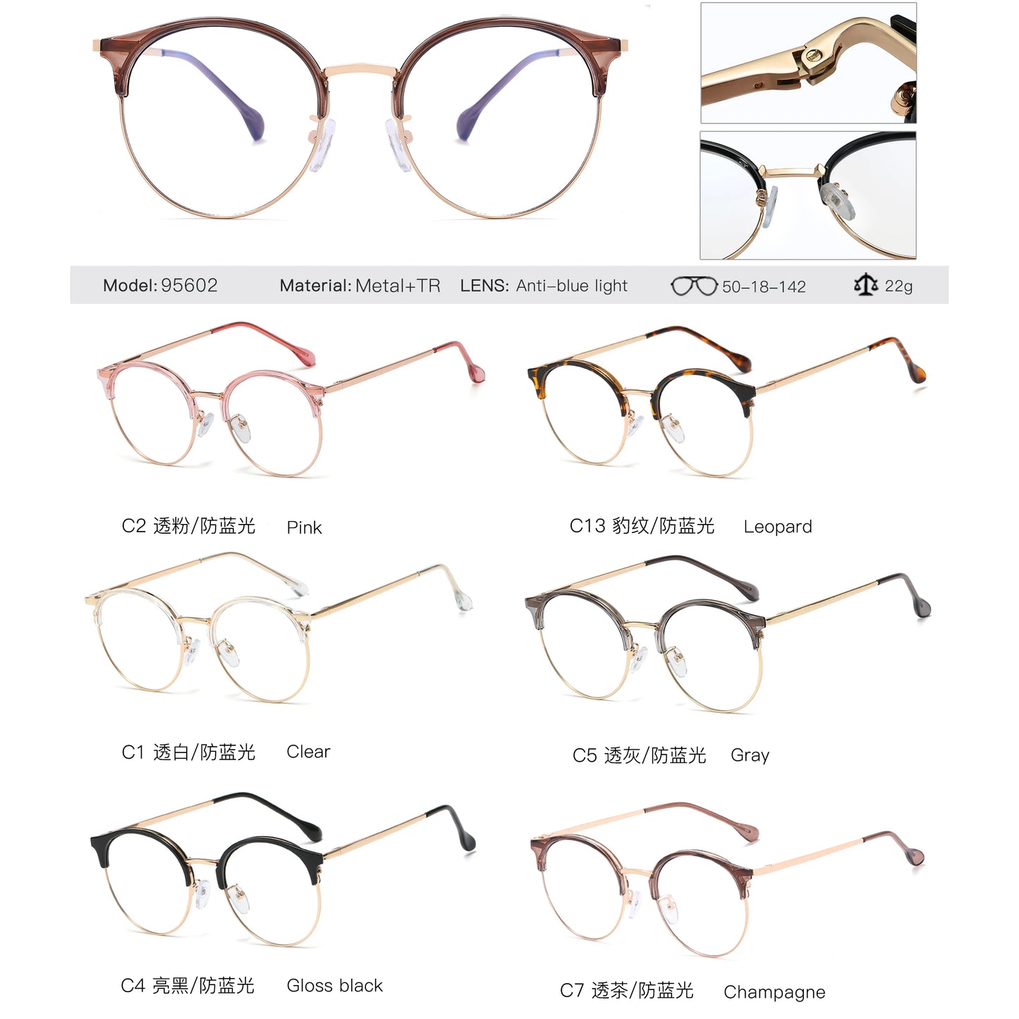 Vintage Round Metal Glasses Frames – TR90 Blue Light Blocking Eyeglasses for Women | Fashionable Eyewear Design