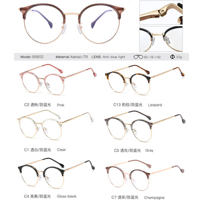 Vintage Round Metal Glasses Frames – TR90 Blue Light Blocking Eyeglasses for Women | Fashionable Eyewear Design