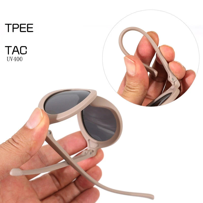 Cute Round Polarized Kids Sunglasses - Flexible TPEE Frame | CAT3 UV Protection for Girls & Boys Toby