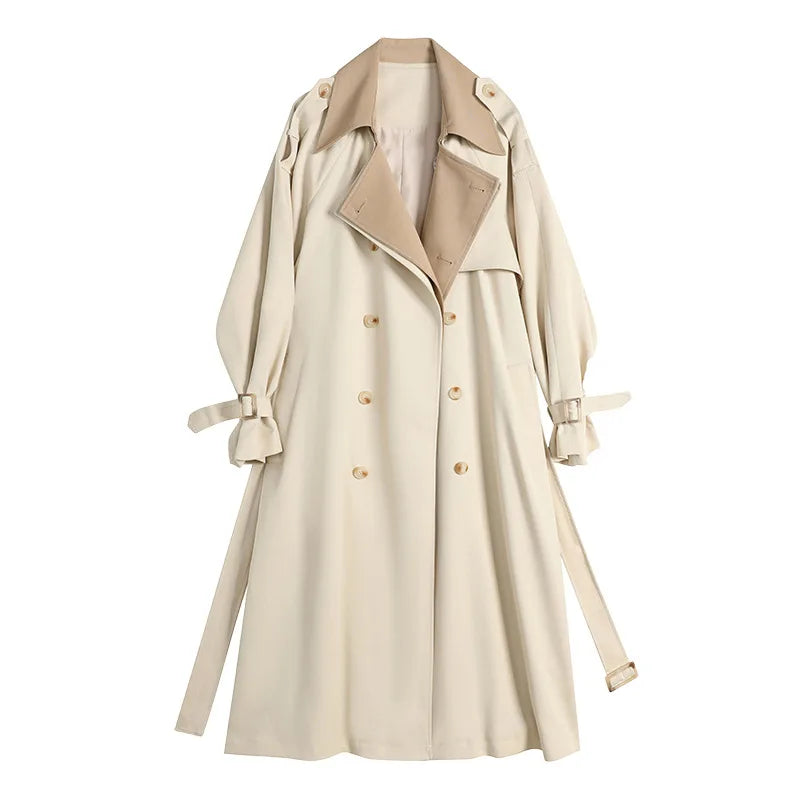 High-End Women's Mid-Length Trench Coat – Loose Fit Korean Style for Spring and Autumn Eva