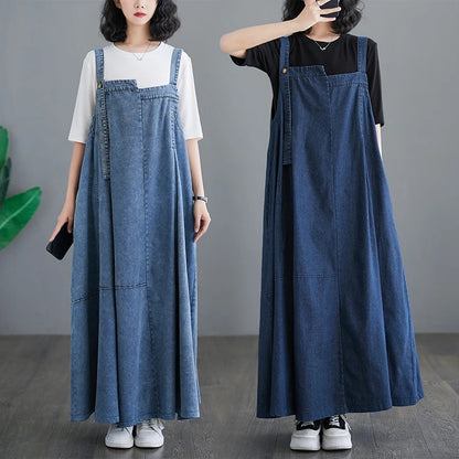 Women's Denim Dress – Loose Fit, Retro Slimming Design, and Versatile Style Isobel