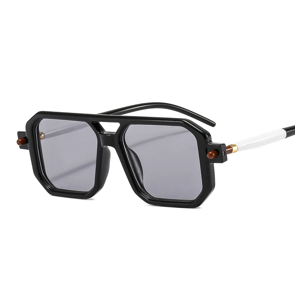 Vintage Square 70s Sunglasses for Women & Men | Retro Flat Top Rectangle Shades with Double Bridge Nesta