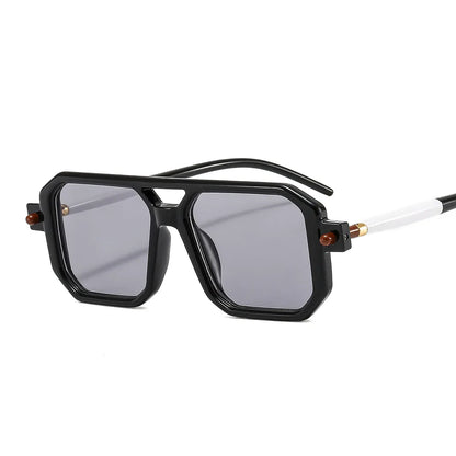 Vintage Square 70s Sunglasses for Women & Men | Retro Flat Top Rectangle Shades with Double Bridge Nesta