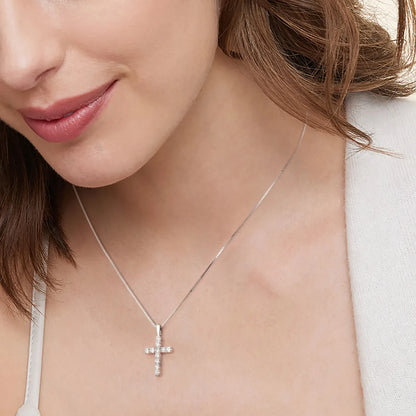 Moissanite Cross Pendant Necklace - 925 Sterling Silver Christian Jewelry for Women & Men