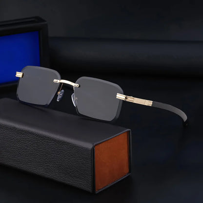 Fashion Rectangle Sunglasses for Men & Women | UV400 Vintage Rimless Diamond-Cut Square Shades Tamlin