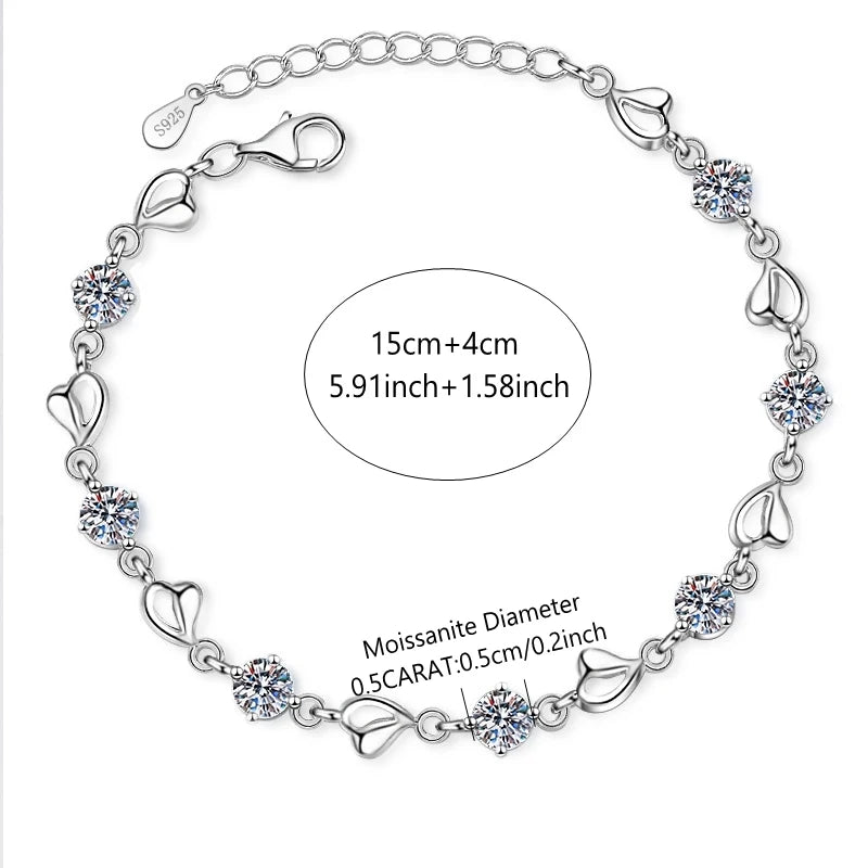 Elegant Women's 925 Sterling Silver Moissanite Bracelet – Gorgeous Jewelry Gift for Mom, Grandma, or Special Occasions Elsa