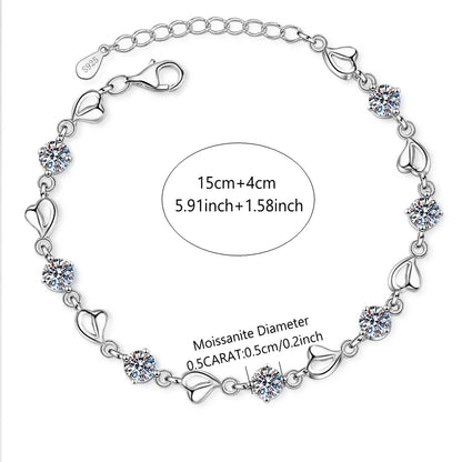 Elegant Women's 925 Sterling Silver Moissanite Bracelet – Gorgeous Jewelry Gift for Mom, Grandma, or Special Occasions Elsa
