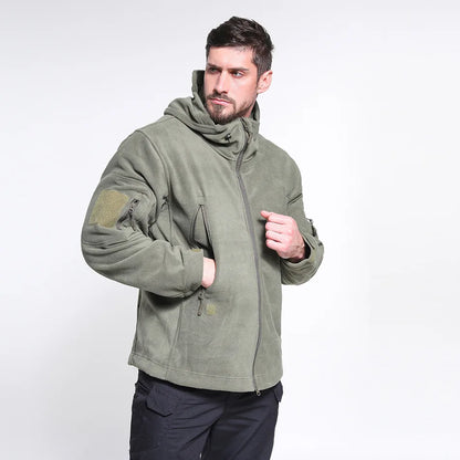 Men’s Winter Tactical Fleece Jacket – Plus Size Warm Polar Hoodie, Multi‑Pocket Full‑Zip Outdoor Coat for Hiking, Camping & Sports Tristan