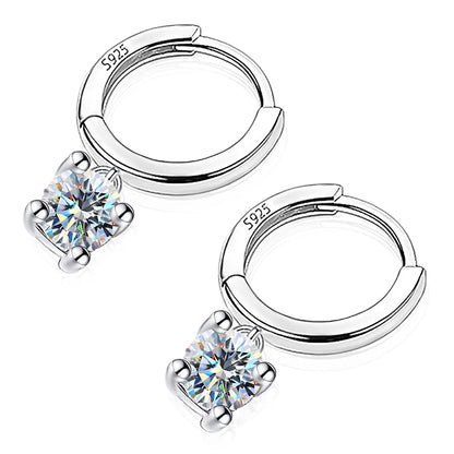 GRA Certified 1CT Moissanite Hoop Earrings – Luxury 925 Sterling Silver 18K White Gold Plated Wedding Fine Jewelry for Women Justine