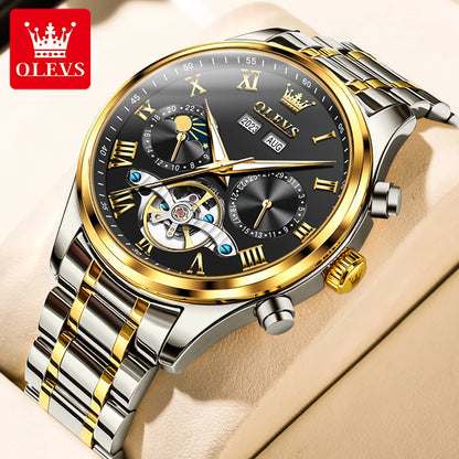 OLEVS 7005 Classic Men's Mechanical Watch – Original Stainless Steel Automatic Watch, Waterproof with Storage, Casual and Timeless Design