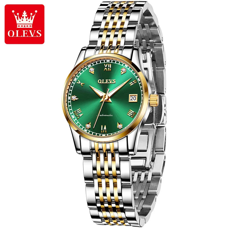 OLEVS 6602 Women's Luxury Automatic Skeleton Watch - Elegant Mechanical Fashion Timepiece for Ladies